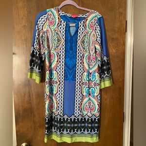 Vibrant, Colorful 70’s Style Long Sleeve Dress